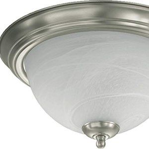 QUORUM FLUSH MOUNT LIGHT FIXTURE IN SATIN NICKEL
